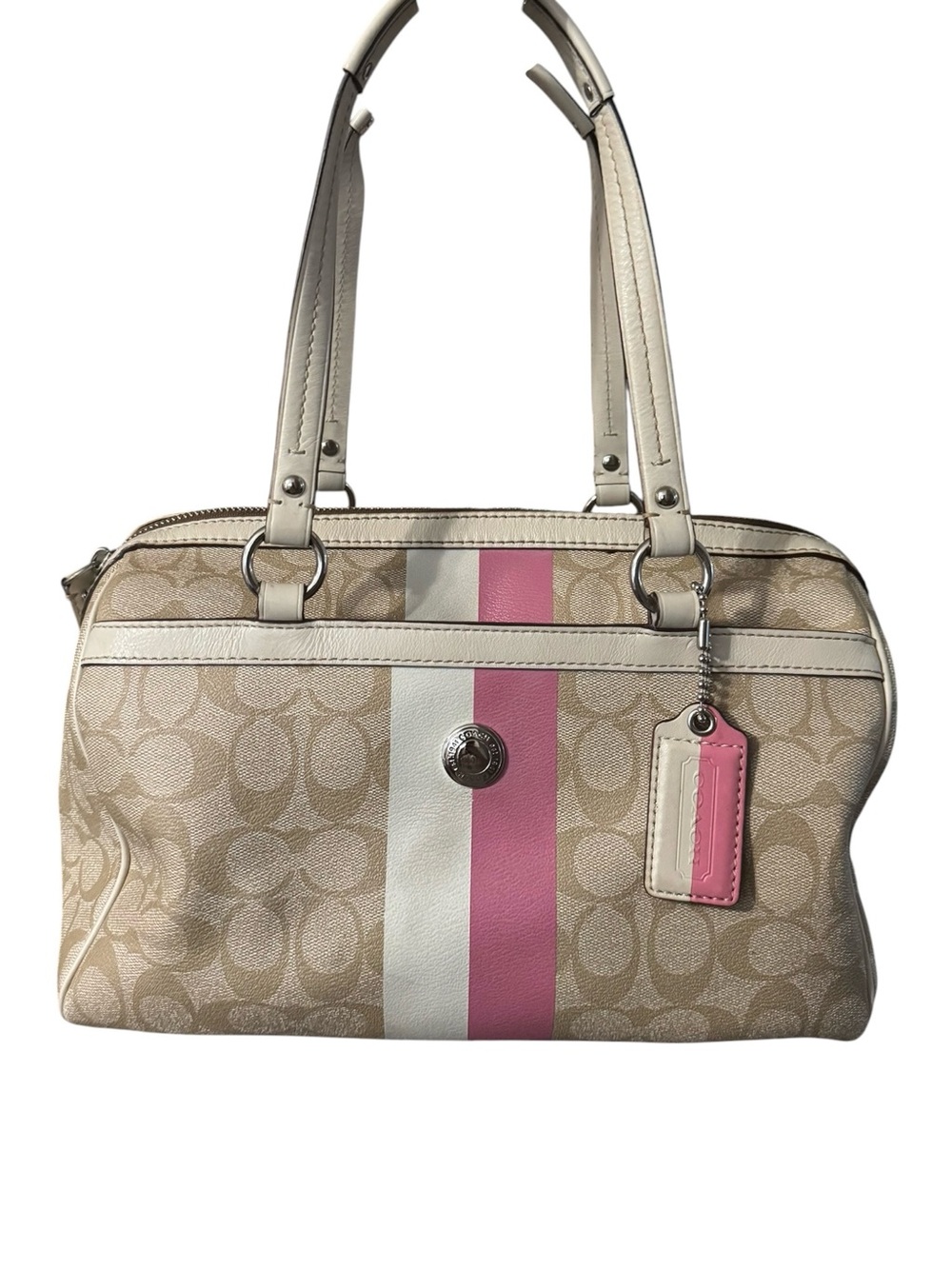 💕 Vintage Coach Chelsea Heritage Stripe Satchel F14478